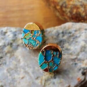 Handcrafted Artisan Turquoise Stud Earrings